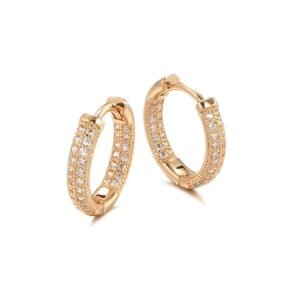 Shining Diva Fashion 18K Rose Gold Plated Zircon Bali Hoop Earrings for Women
