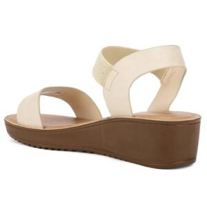 Bata Women's Wedge Heel Sandals – Beige Comfortable Fashion Footwear