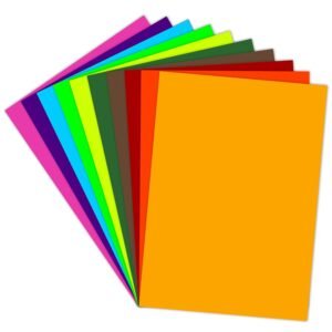Lakeer A4 Bright Colour Paper 120 GSM – 50 Sheets, 10 Assorted Colours for Art, Craft & Printing