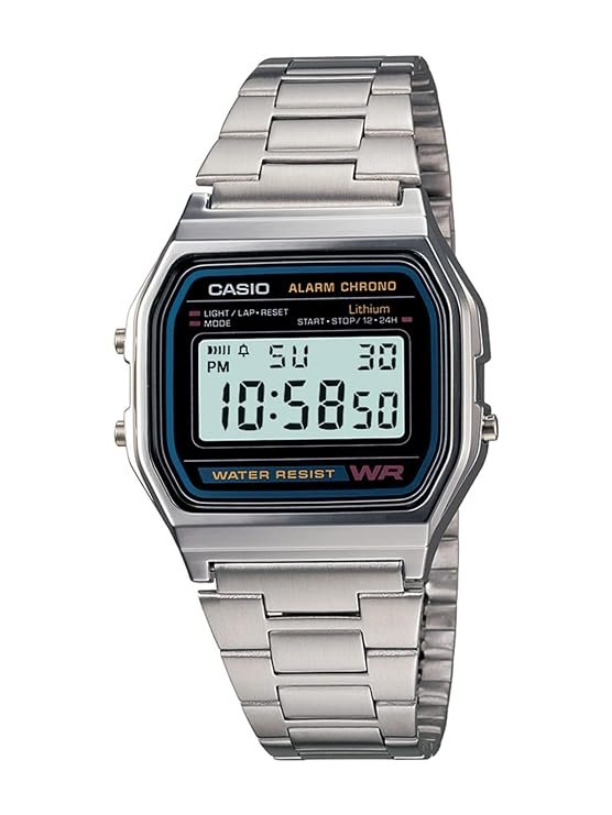 Casio Vintage A-158WA-1Q Digital Unisex Watch – Silver Metal Strap