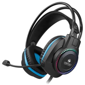 Zebronics Jet Premium Wired Gaming Headphones – LED Lights, Flexible Mic, Black & Blue