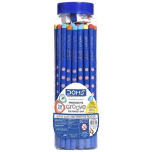 DOMS Groove Super Dark HB/2 Graphite Pencils – Pack of 30 with Eraser, Sharpener & Scale