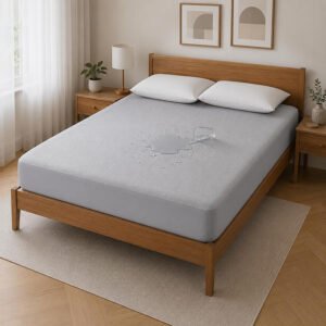 Solimo Water-Resistant Cotton Mattress Protector – Queen Size 72×60 Inches, Grey