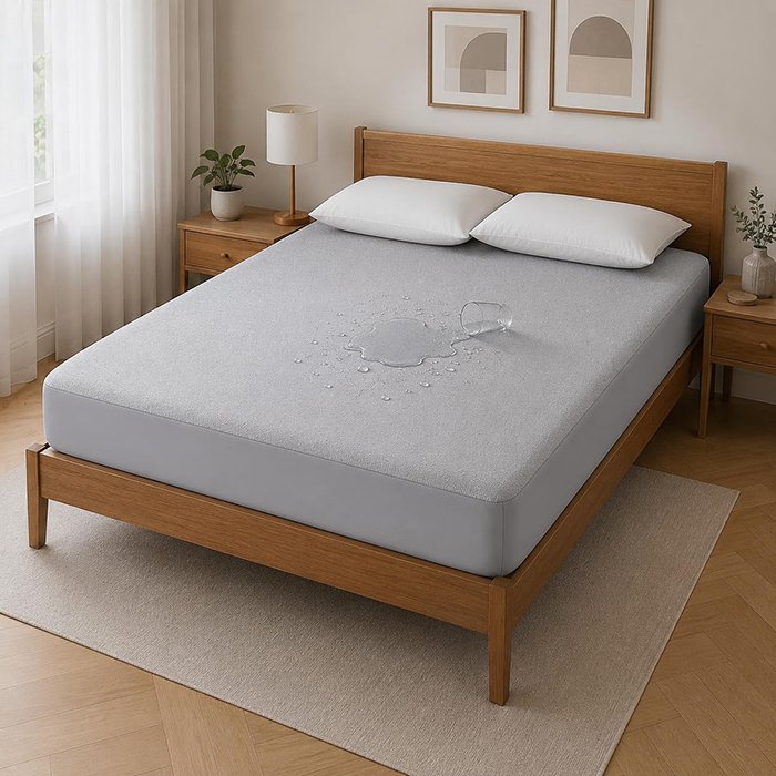 Solimo Water-Resistant Cotton Mattress Protector – Queen Size 72×60 Inches, Grey