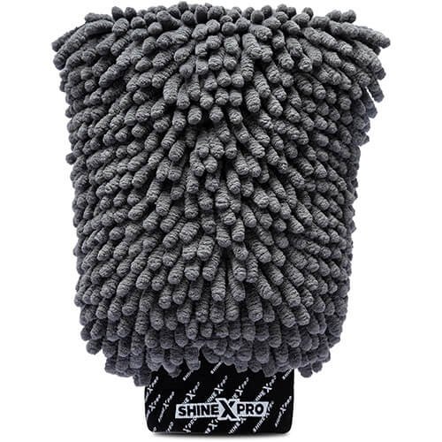 ShineXPro Chenille Microfiber Car Wash Mitt – Ultra-Soft Grey Cleaning Glove for Car & Bike