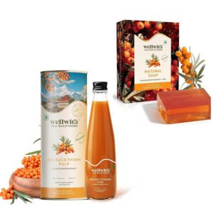 Wellwith by Ayuzera Himalayan Sea Buckthorn Pulp 300ml + Natural Soap Combo