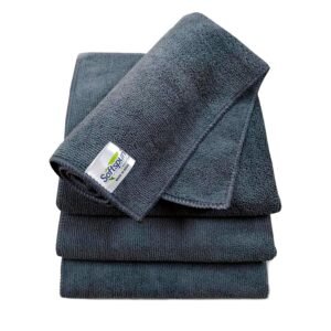 SOFTSPUN Microfiber Cleaning Cloth – 4 Pack, 40×40cm, 340 GSM, Grey